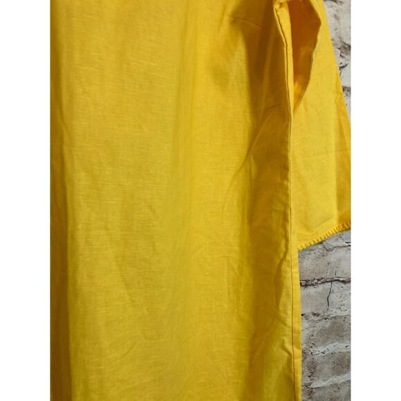 Land's End Tunic Dress Womens Medium Bright Yellow Linen Eyelet Hem Sundress - Picture 5 of 14